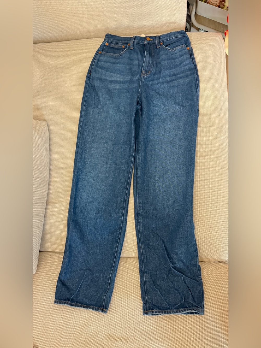 Madewell Women's baggy straight Jeans in Dark Blue Wash